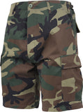 Woodland Camouflage - Tactical Cargo BDU Shorts - Polyester Cotton Twill - Button Fly Woodland Camouflage - Tactical Cargo BDU Shorts - Polyester Cotton Twill - Button Fly