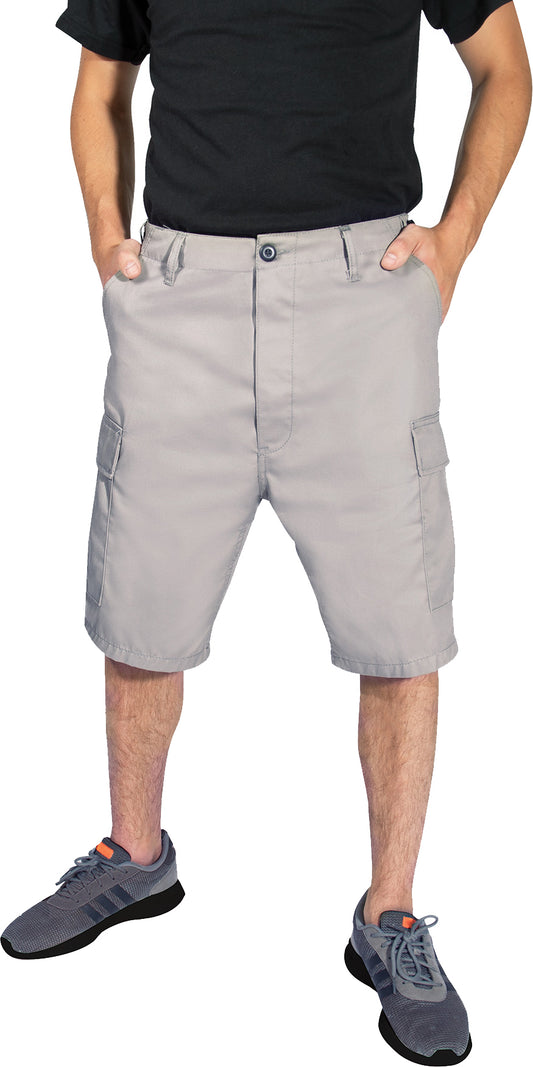 Grey - Tactical Cargo BDU Shorts - Polyester Cotton Twill - Button Fly