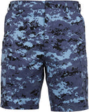 Sky Blue Digital Camo - Tactical Cargo BDU Shorts - Polyester Cotton Twill - Button Fly Sky Blue Digital Camo - Tactical Cargo BDU Shorts - Polyester Cotton Twill - Button Fly