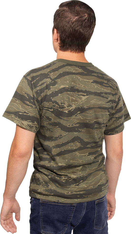 Tiger Stripe Camo - Tactical Short Sleeve Vintage T-Shirt, Poly/Cotton