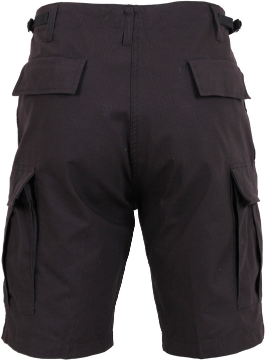 Black - Tactical Cargo BDU Shorts - Cotton Rip-Stop - Button Fly