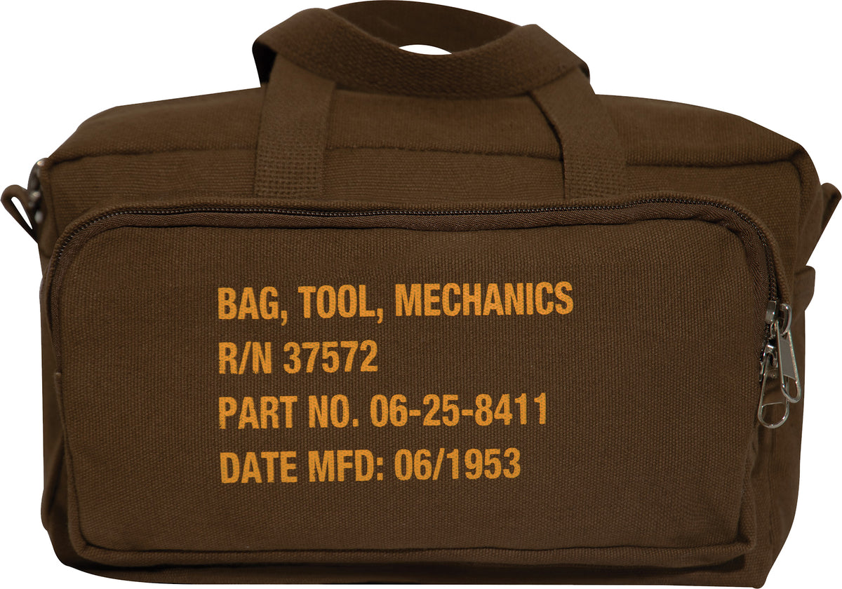 Brown - G.I. Type Zipper Pocket Mechanics Tool Bag With Military Stencil
