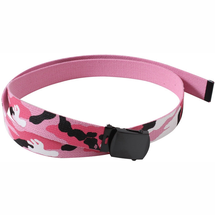 Pink Camouflage - Military Web Belt with Black Buckle 54 in. Pink Camouflage - Military Web Belt with Black Buckle 54 in.