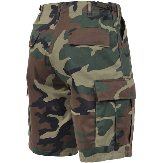 Woodland Camouflage - Tactical Cargo BDU Shorts - Polyester Cotton Twill - Button Fly