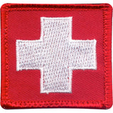 White Cross on Red Patch with Hook Back