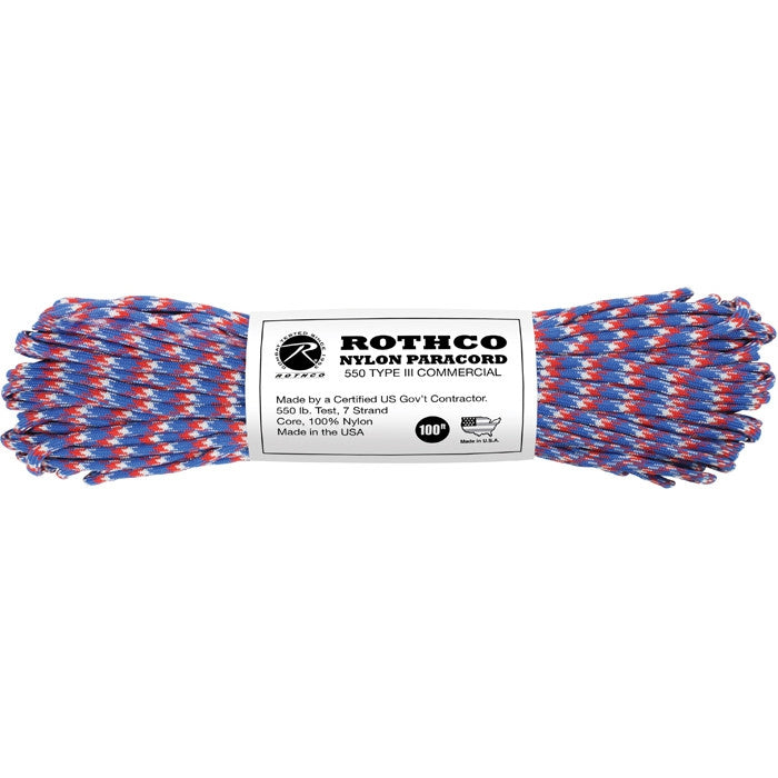 Patriotic Camouflage - Military Grade 550 LB Tested Type III Paracord Rope 100' - Nylon USA Made Patriotic Camouflage - Military Grade 550 LB Tested Type III Paracord Rope 100' - Nylon USA Made