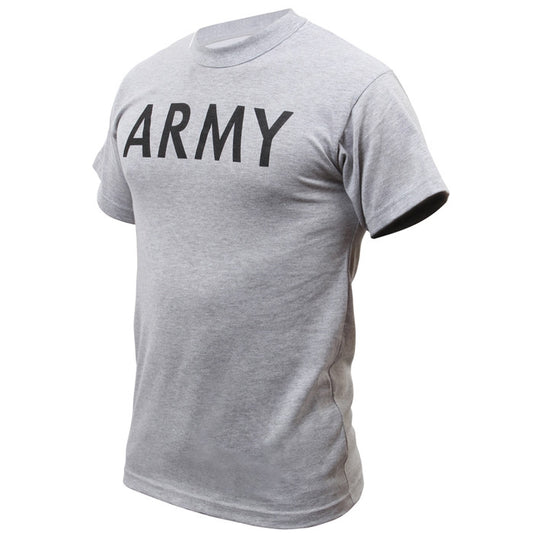 Grey - Army Physical Training T-Shirt - Workout PT Gym Shirt - Mens
