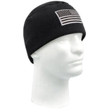 Black - Military Polar Fleece Watch Cap with Patch Attachment