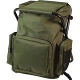 Olive Drab - Military Deluxe Backpack and Foldable Stool Combination - Nylon