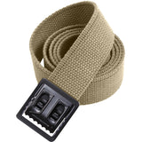 Khaki - Military Web Belt with Black Open Face Buckle