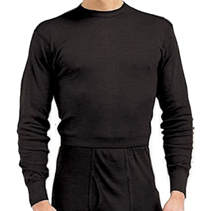 Black - Polyester Cold Weather Thermal Crew Neck Shirt