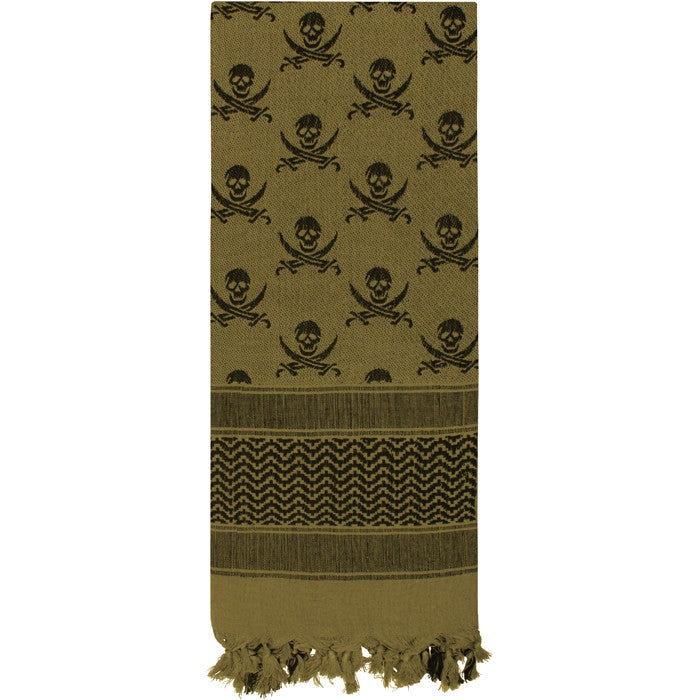 Olive Drab - Skulls & Bones Tactical Shemagh HW Cotton Desert Scarf Olive Drab - Skulls & Bones Tactical Shemagh HW Cotton Desert Scarf
