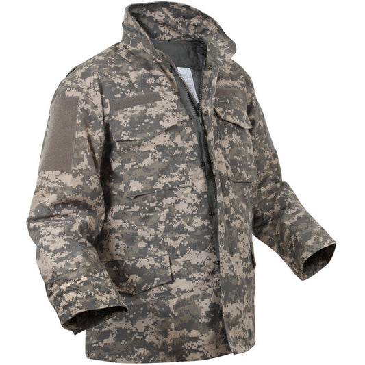 ACU Digital Camo - Tactical M-65 Field Jacket Army Coat M65 - Poly/Cotton Twill - with Removeable Liner