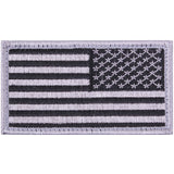 Silver Black - Reverse US Flag Patch with Hook and Loop Closure