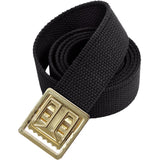 Black - Military Web Belt with Gold Brass Open Face Buckle 54 in.