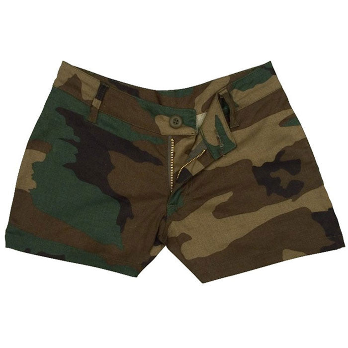 Woodland Camouflage - Womens Military Mini Shorts Woodland Camouflage - Womens Military Mini Shorts