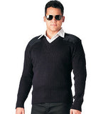 Black - Military GI Style V-Neck Commando Sweater - Acrylic Black - Military GI Style V-Neck Commando Sweater - Acrylic
