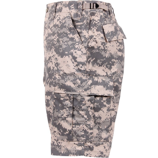 ACU Digital Camo - Tactical Cargo BDU Shorts - Polyester Cotton Twill - Button Fly