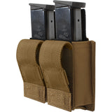 Coyote Brown - Tactical MOLLE Double 9MM Pistol Mag Pouch & Inserts