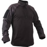 Black - Military Tactical Lightweight 1 4 Zip Flame Resistant Combat Shirt