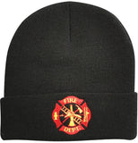 Black - Deluxe FIRE DEPT Embroidered Watch Cap with Emblem Black - Deluxe FIRE DEPT Embroidered Watch Cap with Emblem