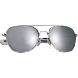 Chrome - Military GI Style 58mm Pilots Aviator Sunglasses with Case - Mirror Lenses