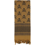 Coyote Brown   Black - Skulls Pattern Shemagh Tactical Desert Scarf