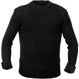 Black - Military Style Commando Acrylic Crewneck Sweater Black - Military Style Commando Acrylic Crewneck Sweater