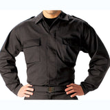 Black - Long Sleeve Tactical BDU Shirt - Polyester Cotton Twill