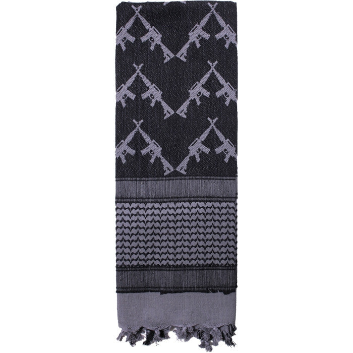 Grey - Crossed Rifles Shemagh Tactical Desert Scarf Grey - Crossed Rifles Shemagh Tactical Desert Scarf