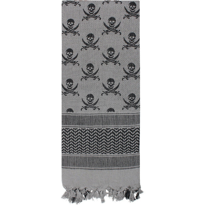 Grey - Skulls & Bones Tactical Shemagh HW Cotton Desert Scarf Grey - Skulls & Bones Tactical Shemagh HW Cotton Desert Scarf