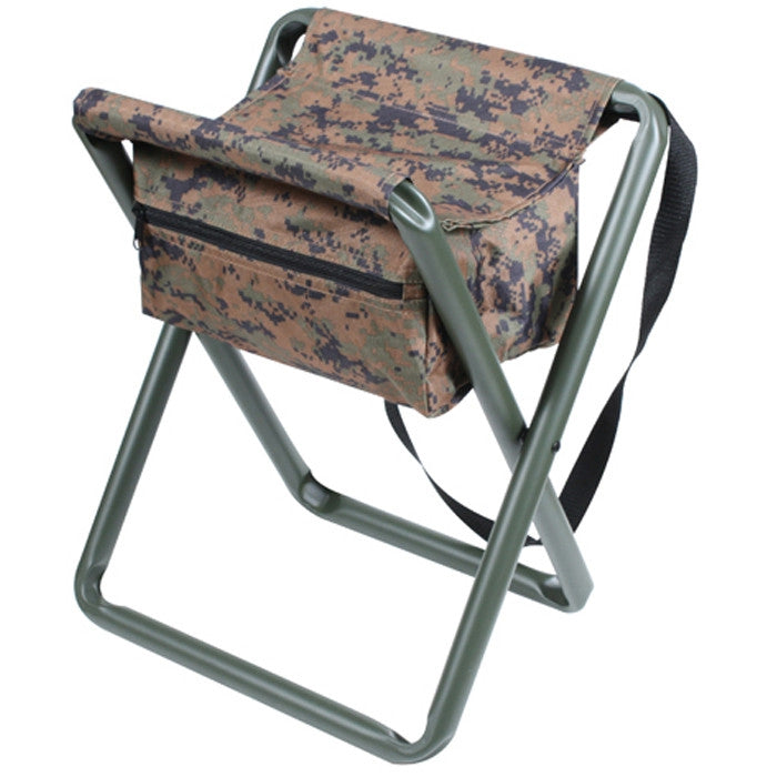 Digital Woodland Camouflage - Military Deluxe Folding Stool with Pouch Digital Woodland Camouflage - Military Deluxe Folding Stool with Pouch