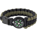 Olive Drab   Black - Cobra Weave Compass Paracord Bracelet