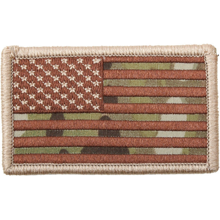 Multicam Camouflage - US Flag Patch with Hook Back USA Made