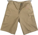 Khaki - Tactical Cargo Extra Long BDU Shorts - Polyester Cotton Twill - Zipper Fly Khaki - Tactical Cargo Extra Long BDU Shorts - Polyester Cotton Twill - Zipper Fly