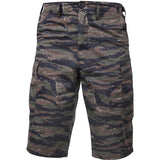 Tiger Stripe Camouflage - Tactical Cargo Extra Long BDU Shorts - Polyester Cotton Twill - Zipper Fly Tiger Stripe Camouflage - Tactical Cargo Extra Long BDU Shorts - Polyester Cotton Twill - Zipper Fly