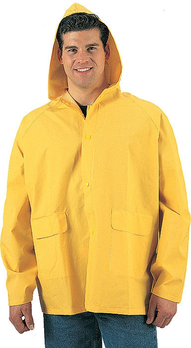 Yellow - Heavy Duty PVC Hooded Rain Jacket Yellow - Heavy Duty PVC Hooded Rain Jacket