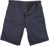 Navy Blue - Military Long Cargo BDU Shorts - Polyester Cotton Twill