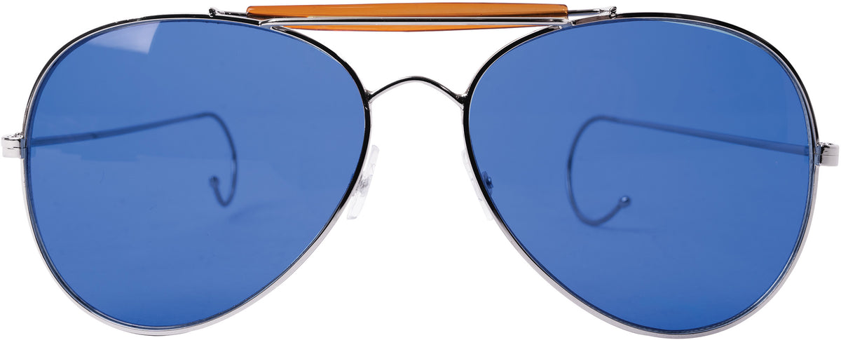 Blue Lenses - US Air Force Style Aviator Sunglasses with Case