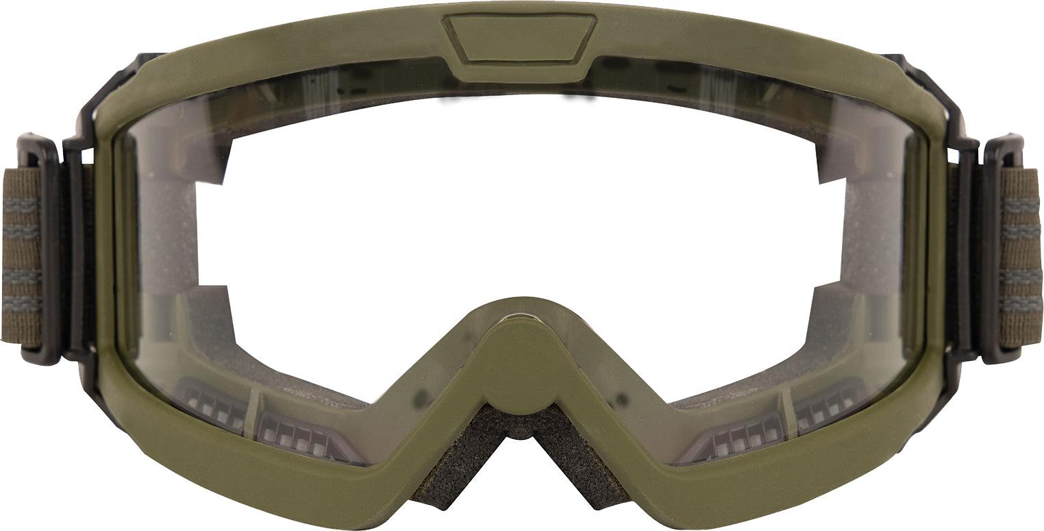 Olive Drab/Clear ANSI Rated OTG Goggles with 2mm thick polycarbonate lenses