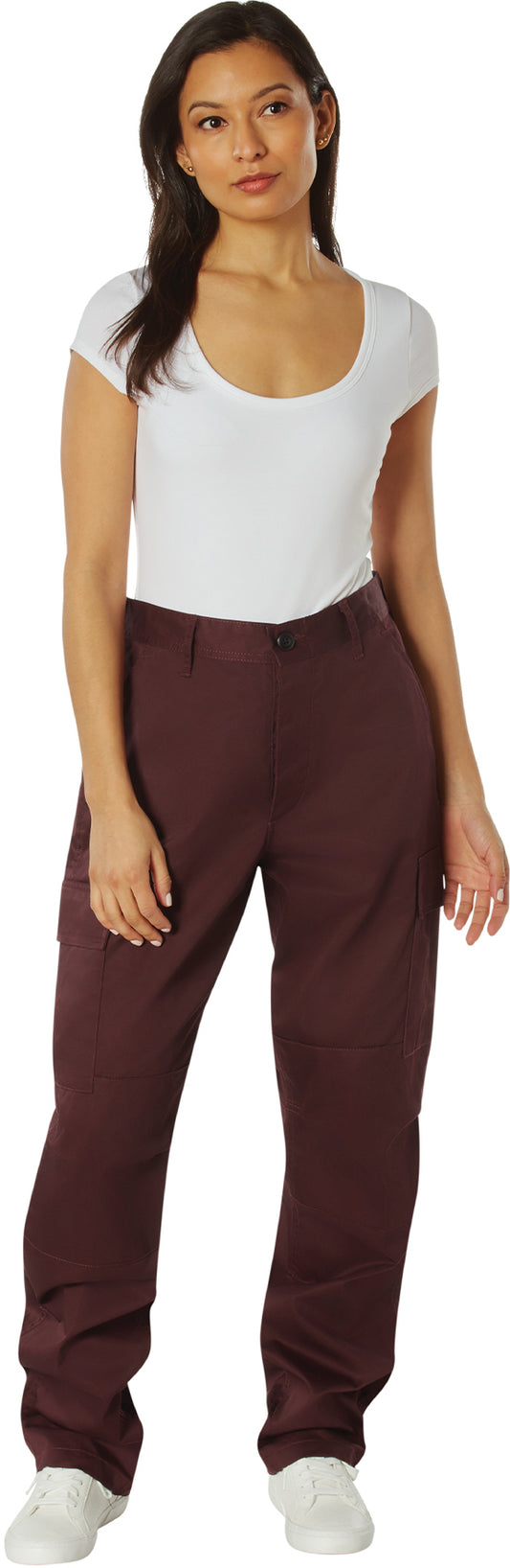 Maroon - Tactical BDU Pants Cargo Fatigues - Poly/Cotton Twill - Button Fly
