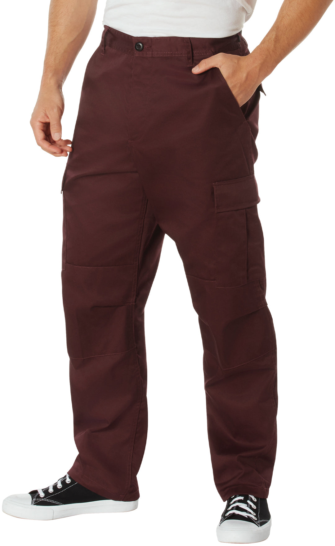 Maroon - Tactical BDU Pants Cargo Fatigues - Poly/Cotton Twill - Button Fly