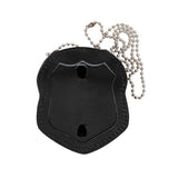 Black - Leather Police Badge Holder with Clip for NYPD Style Badges with Neck Chain