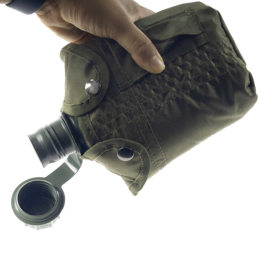 Olive Drab - Military GI Style 1 Quart Plastic Canteen with Cover
