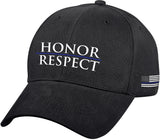 Black Honor and Respect Thin Blue Line Low Profile Cap