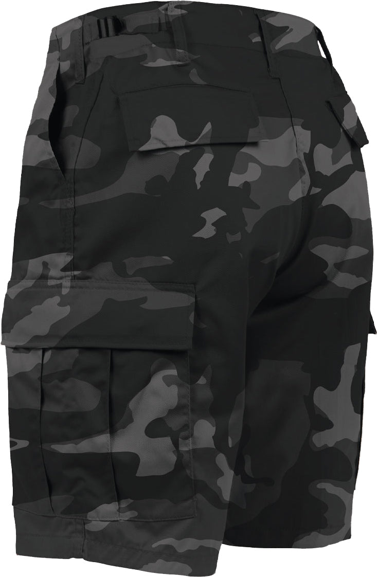 Black Camouflage - Tactical Cargo BDU Shorts - Polyester Cotton Twill - Button Fly