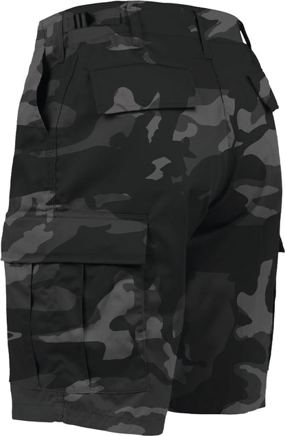 Black Camouflage - Tactical Cargo BDU Shorts - Polyester Cotton Twill - Button Fly