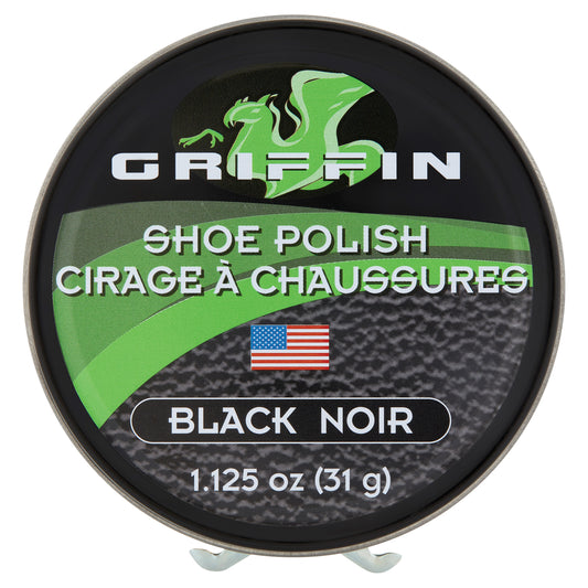 Griffin Black Shoe Polish Water-Resistant Leather Shoe Polish 1.125 Oz
