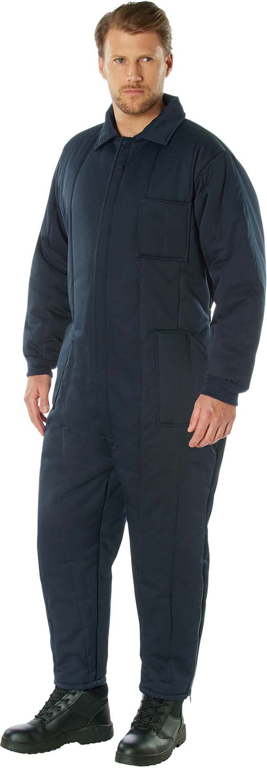 Navy Blue - Cold Weather Insulated Coveralls Outdoor Full Body Protection
