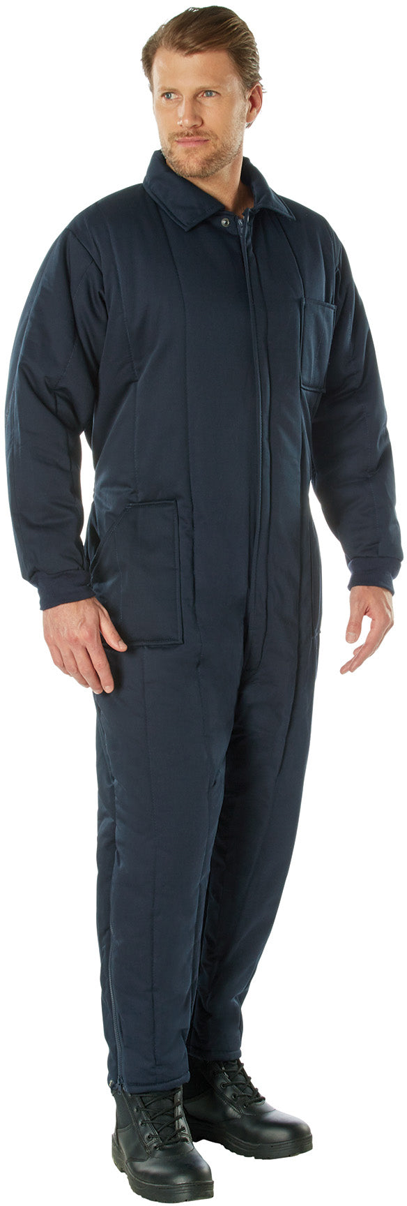 Navy Blue - Cold Weather Insulated Coveralls Outdoor Full Body Protection